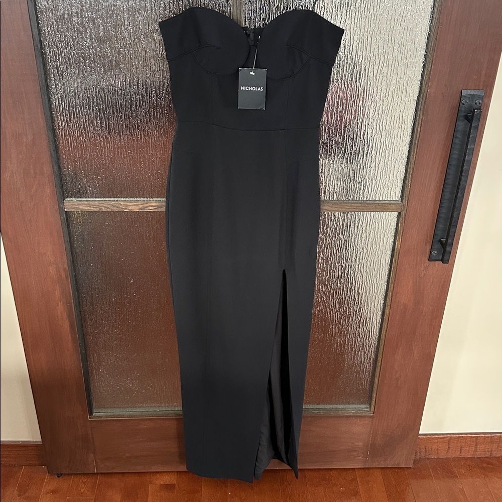 NICHOLAS Strapless Pernille Bustier Gown W/ Slit in Black size 8 NWT - Picture 5 of 11